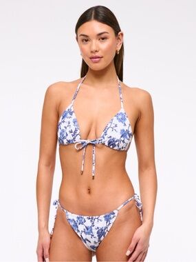 Abercrombie & Fitch Blue Floral Tie Bikini Bottoms